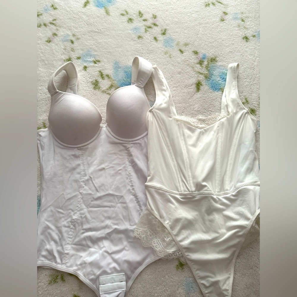 2 White Lace Bodysuits
